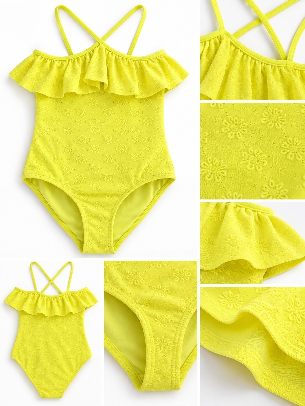 Girls Floral Ruffle One-Piece Swimsuit